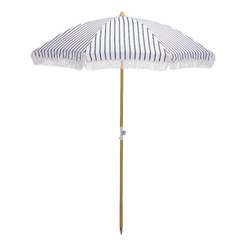 Safavieh Bella 6.5 Ft Metal and Fabric Beach Umbrella  in Green