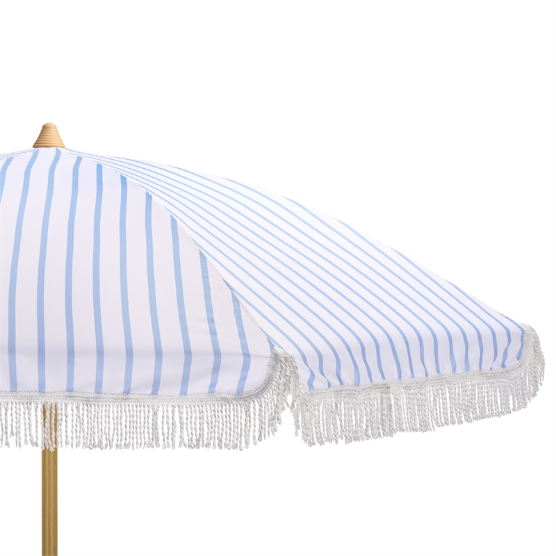 Safavieh Bella 6.5 Ft Metal and Fabric Beach Umbrella in Baby Blue