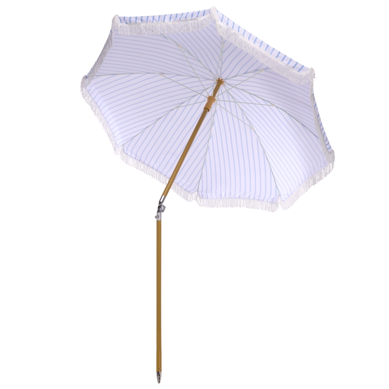 Safavieh Bella 6.5 Ft Metal and Fabric Beach Umbrella in Baby Blue
