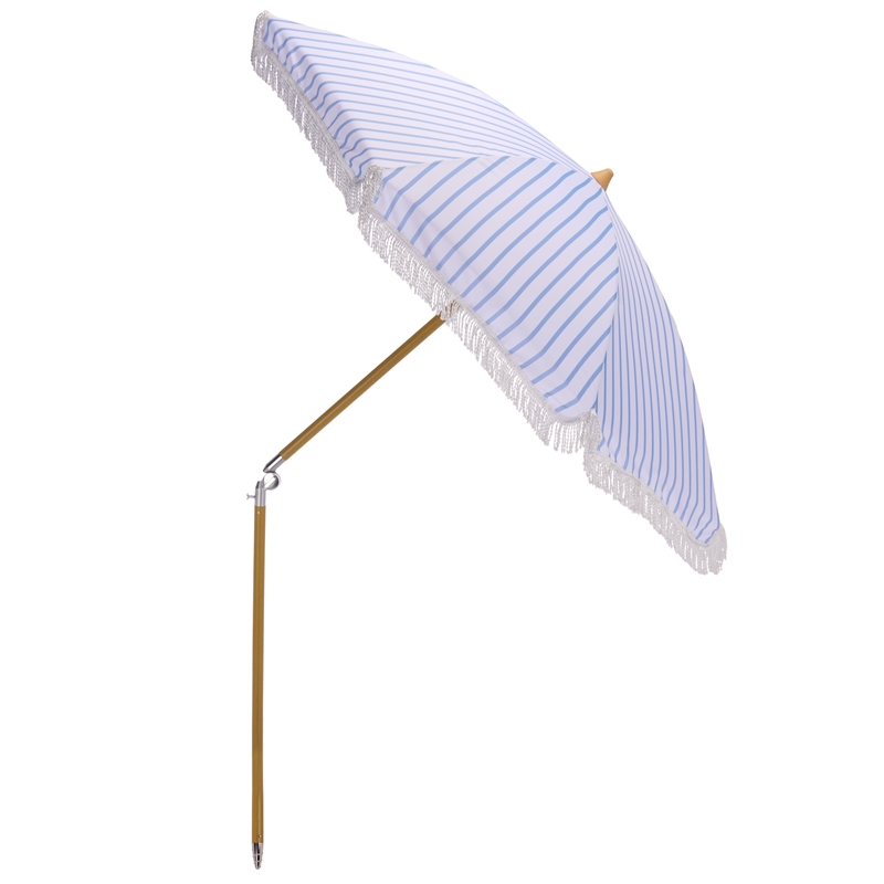 Safavieh Bella 6.5 Ft Metal and Fabric Beach Umbrella in Baby Blue