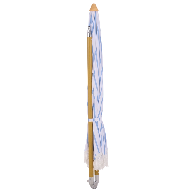 Safavieh Bella 6.5 Ft Metal and Fabric Beach Umbrella in Baby Blue