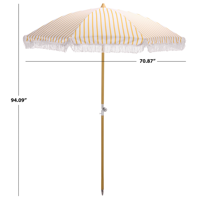 Safavieh Bella 6.5 Ft Metal and Fabric Beach Umbrella  in Yellow