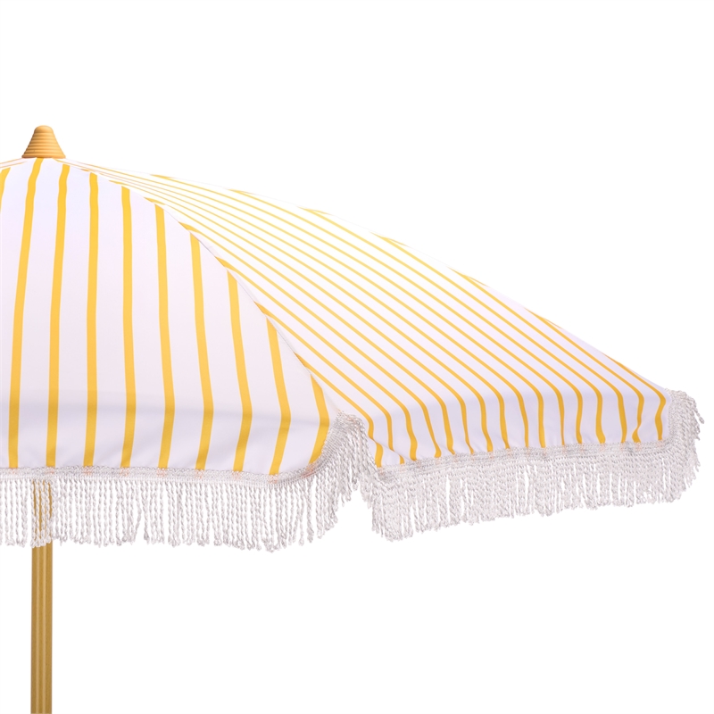 Safavieh Bella 6.5 Ft Metal and Fabric Beach Umbrella  in Yellow