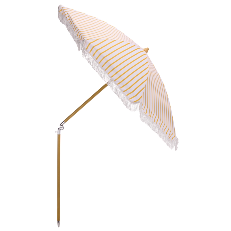 Safavieh Bella 6.5 Ft Metal and Fabric Beach Umbrella  in Yellow