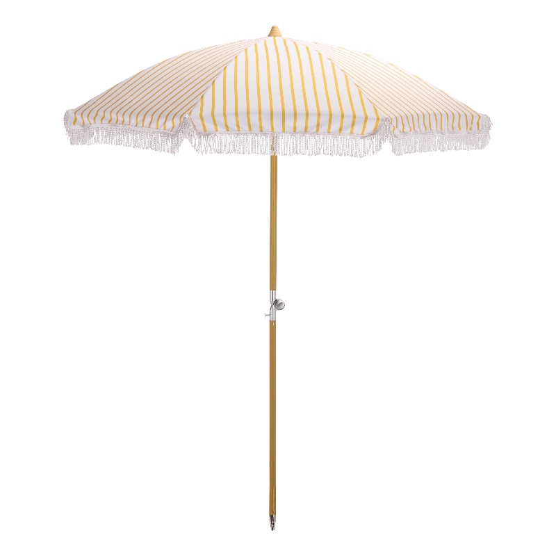 Safavieh Bella 6.5 Ft Metal and Fabric Beach Umbrella  in Yellow