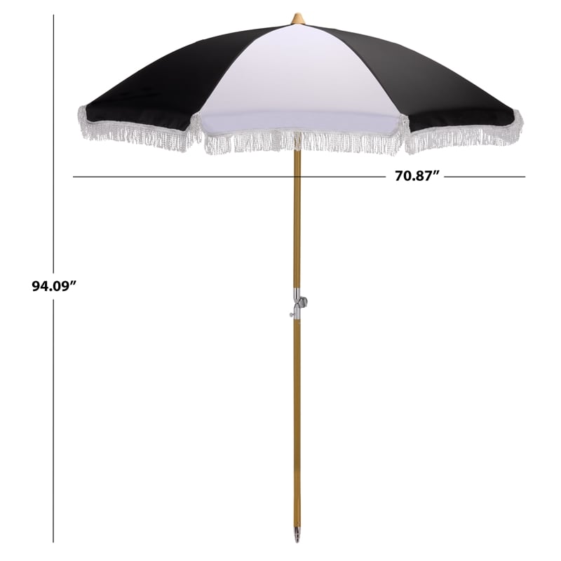 Safavieh Gallo 6.5 Ft Metal and Fabric Beach Umbrella in Black