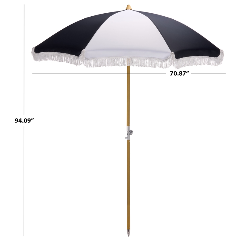 Safavieh Gallo 6.5 Ft Metal and Fabric Beach Umbrella in Navy