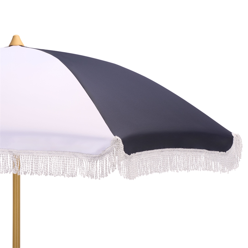 Safavieh Gallo 6.5 Ft Metal and Fabric Beach Umbrella in Navy