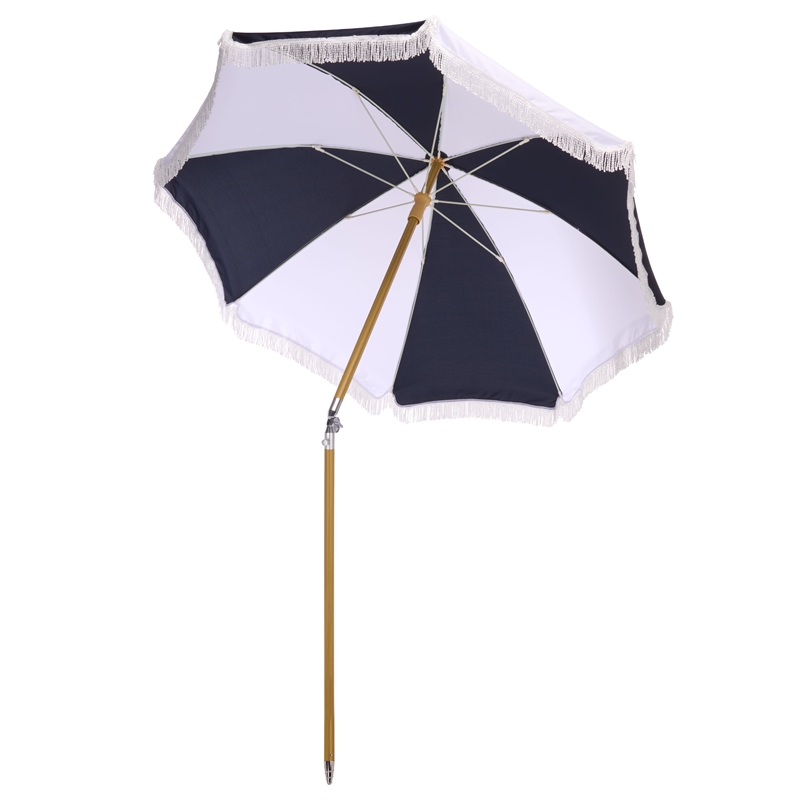 Safavieh Gallo 6.5 Ft Metal and Fabric Beach Umbrella in Navy