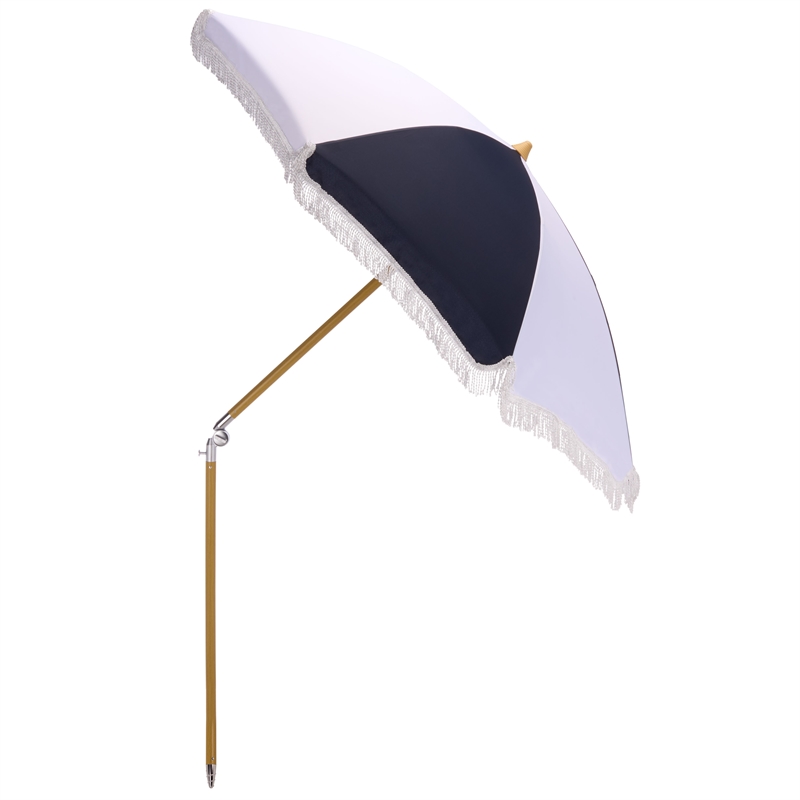 Safavieh Gallo 6.5 Ft Metal and Fabric Beach Umbrella in Navy