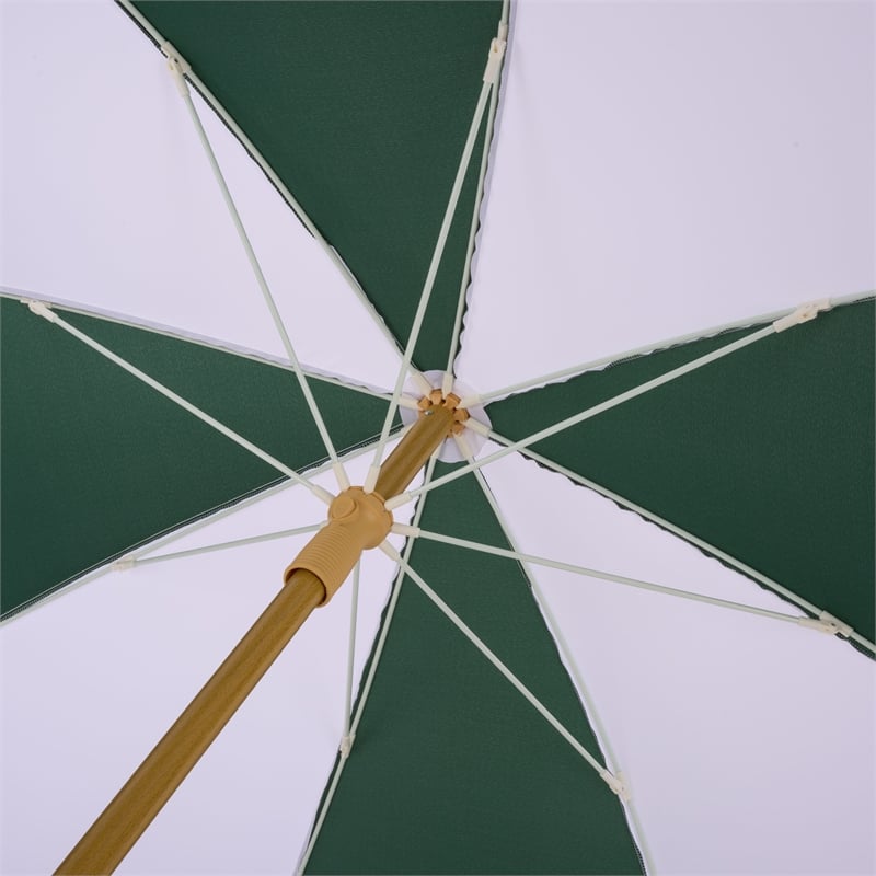 Safavieh Gallo 6.5 Ft Metal and Fabric Beach Umbrella in Green