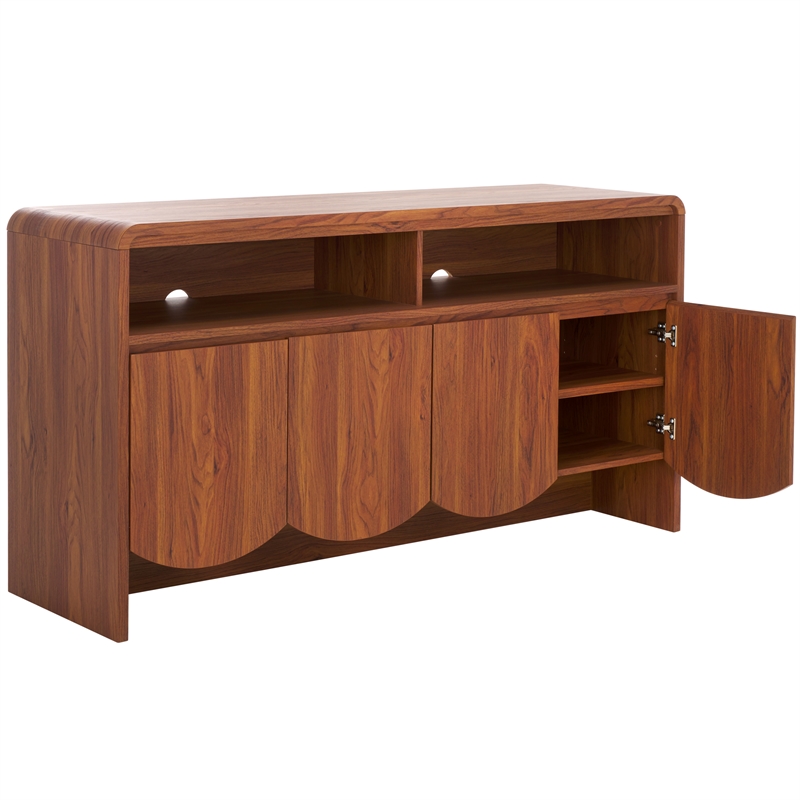 Safavieh Narine 4 Door 2 Shelf Wood  Sideboard/Media in Walnut