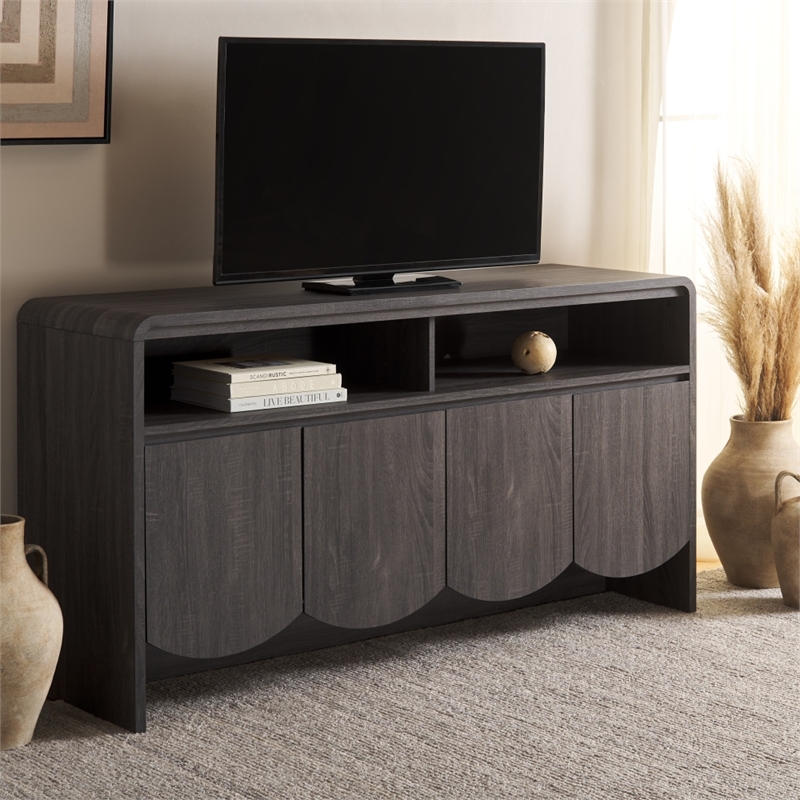 Safavieh Narine 4 Door 2 Shelf Wood  Sideboard/Media in Black