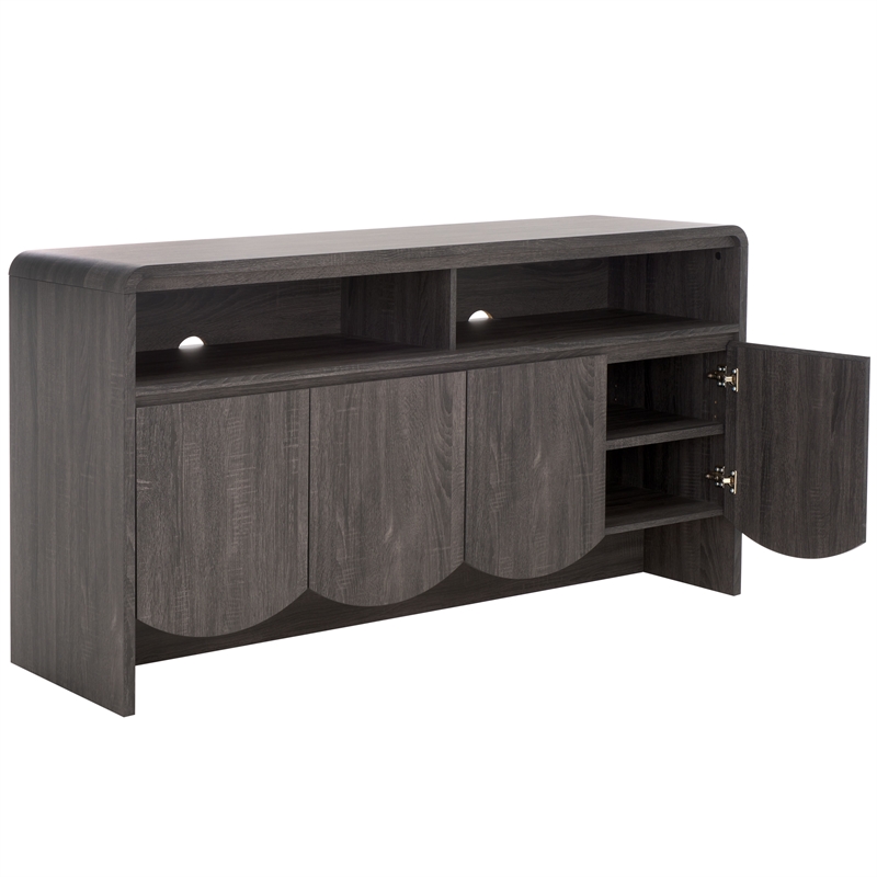 Safavieh Narine 4 Door 2 Shelf Wood  Sideboard/Media in Black