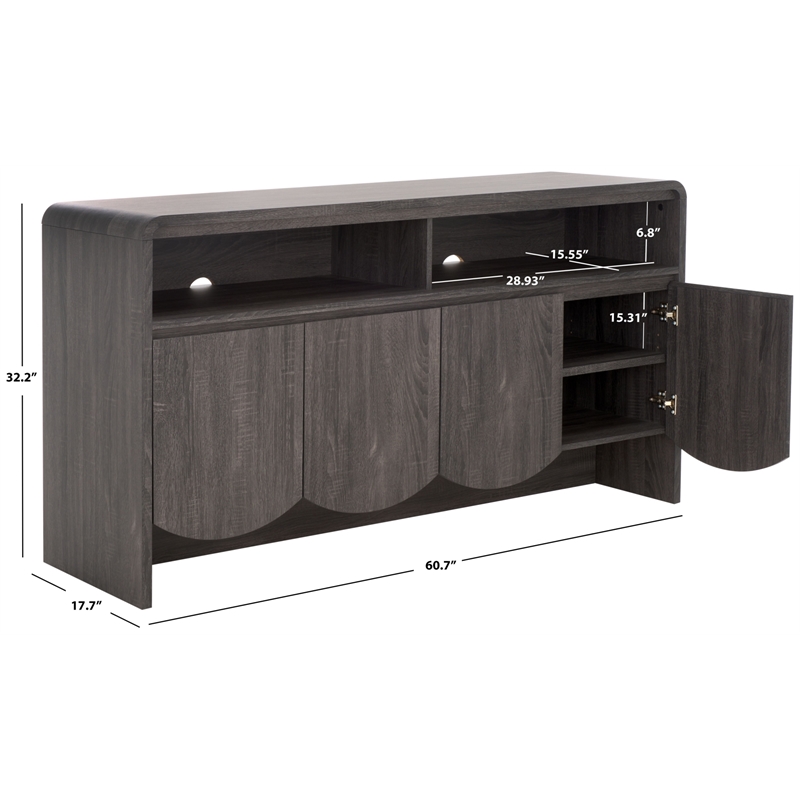 Safavieh Narine 4 Door 2 Shelf Wood  Sideboard/Media in Black