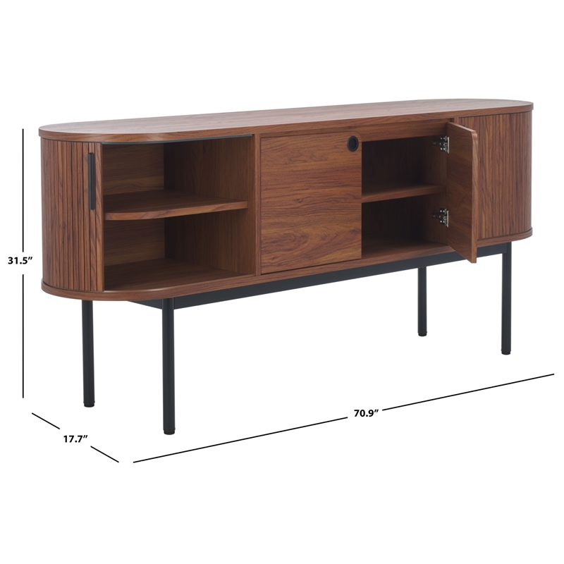 Safavieh Shaelynn 4 Door Wood  Sideboard/Media in Walnut / Black