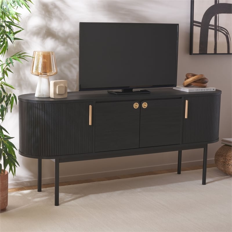Safavieh Shaelynn 4 Door Wood  Sideboard/Media in Black / Black
