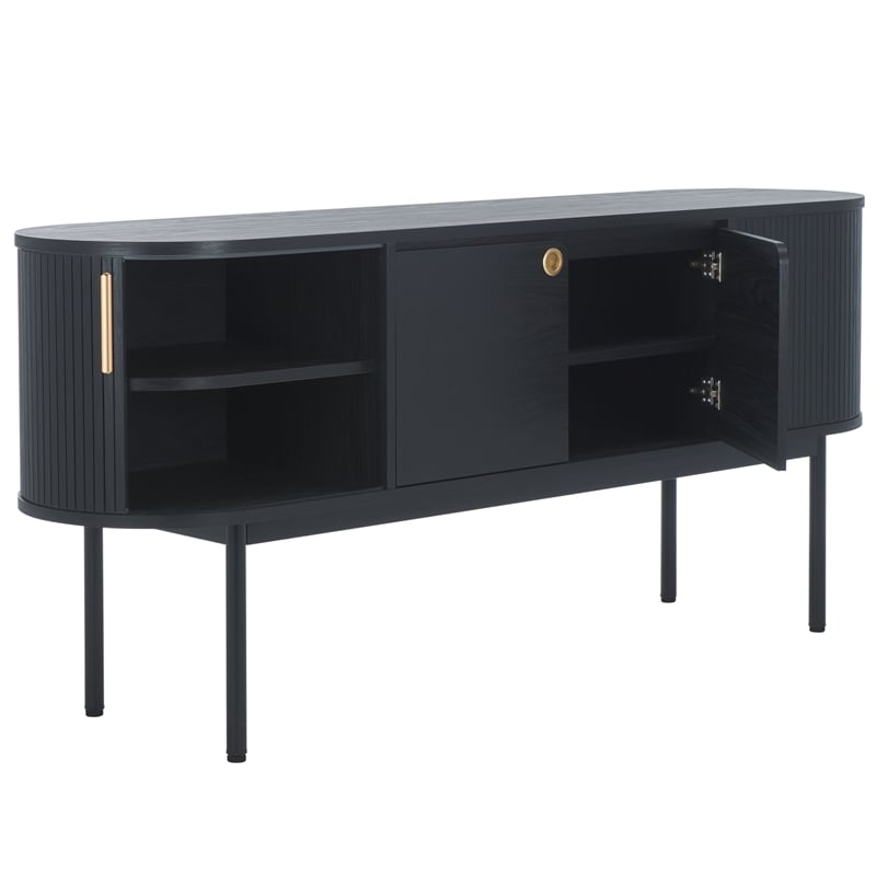 Safavieh Shaelynn 4 Door Wood  Sideboard/Media in Black / Black