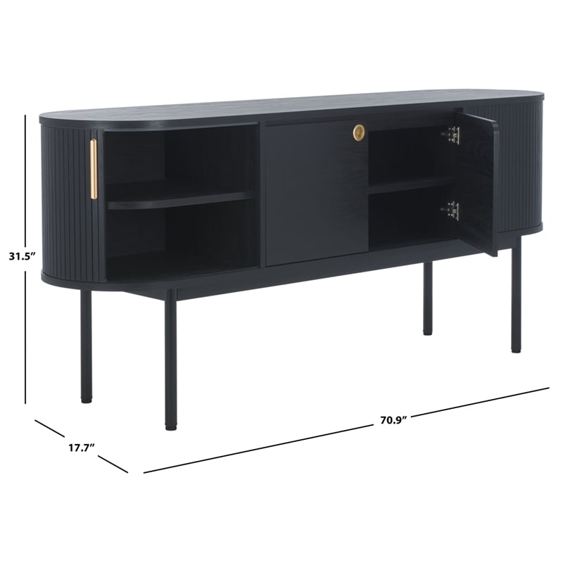 Safavieh Shaelynn 4 Door Wood  Sideboard/Media in Black / Black