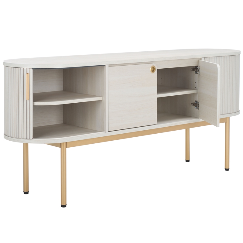 Safavieh Shaelynn 4 Door Wood  Sideboard/Media in White / Gold