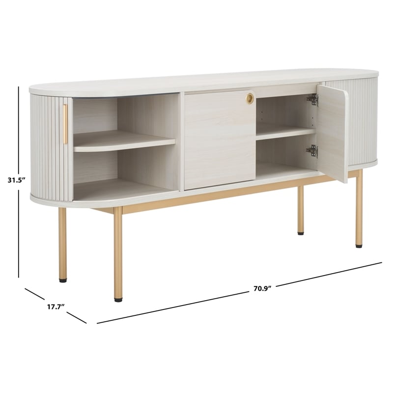 Safavieh Shaelynn 4 Door Wood  Sideboard/Media in White / Gold