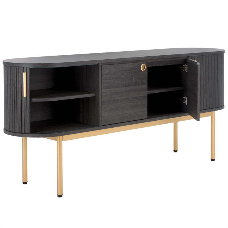 Safavieh Shaelynn 4 Door Wood  Sideboard/Media  in Black / Gold