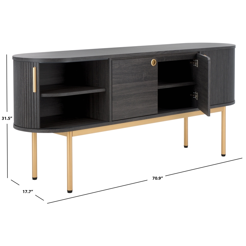 Safavieh Shaelynn 4 Door Wood  Sideboard/Media  in Black / Gold