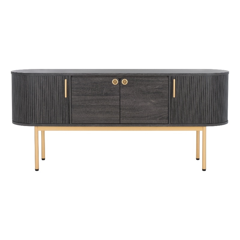 Safavieh Shaelynn 4 Door Wood  Sideboard/Media  in Black / Gold