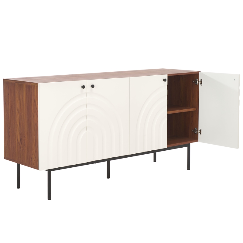 Safavieh Mayln 4 Door Wood and Steel Sideboard/Mediastand in Ivory / White