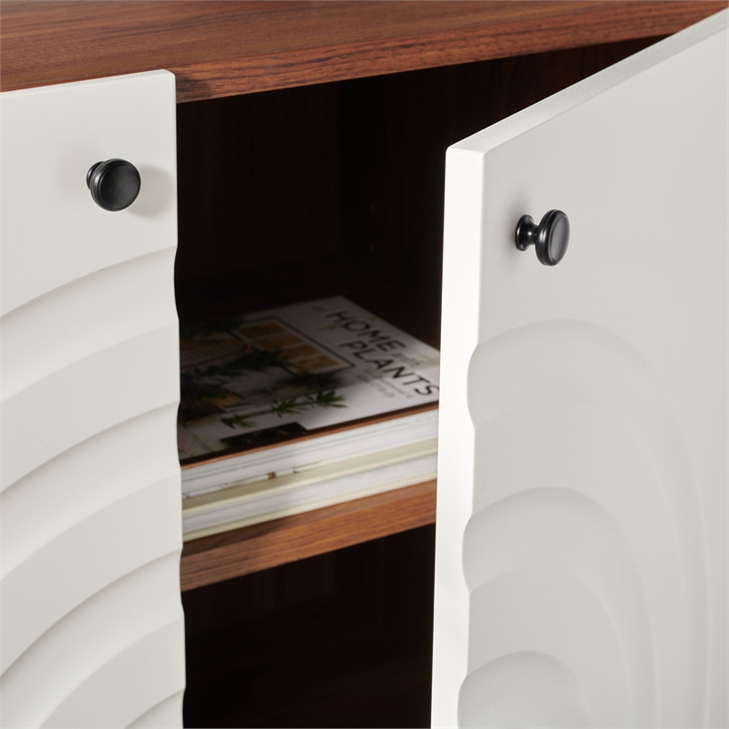 Safavieh Mayln 4 Door Wood and Steel Sideboard/Mediastand in Ivory / White