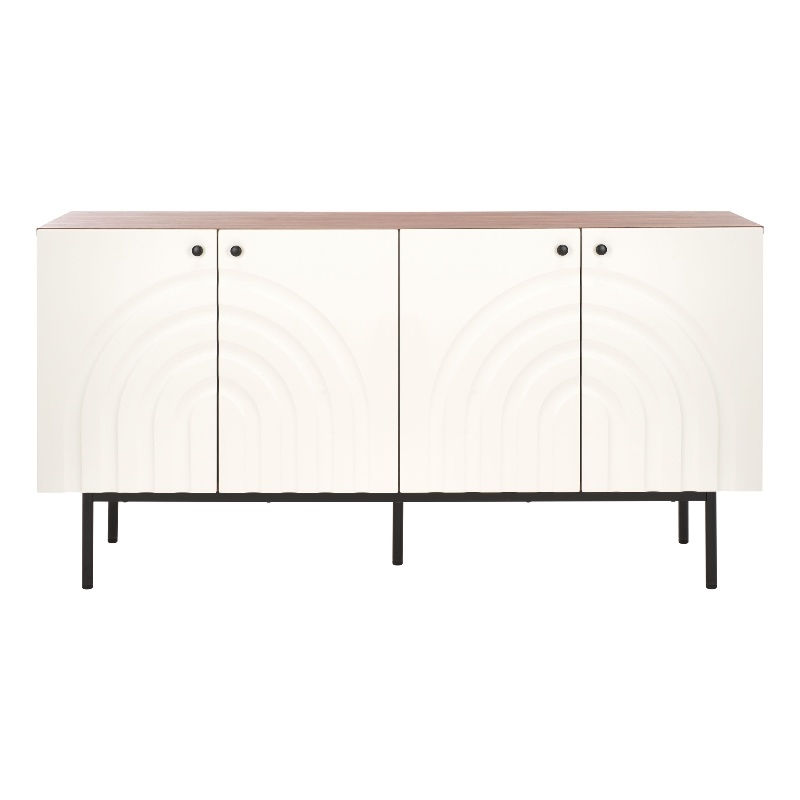 Safavieh Mayln 4 Door Wood and Steel Sideboard/Mediastand in Ivory / White