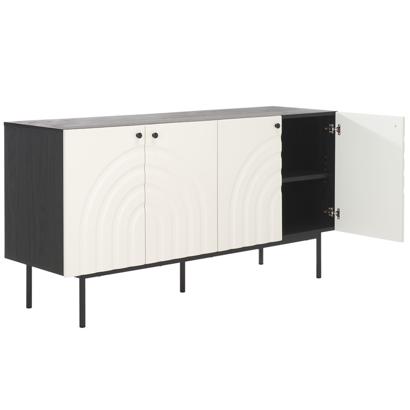 Safavieh Mayln 4 Door Wood and Steel Sideboard/Mediastand  in Black / White