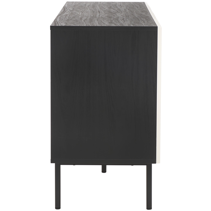 Safavieh Mayln 4 Door Wood and Steel Sideboard/Mediastand  in Black / White