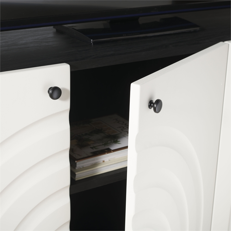 Safavieh Mayln 4 Door Wood and Steel Sideboard/Mediastand  in Black / White
