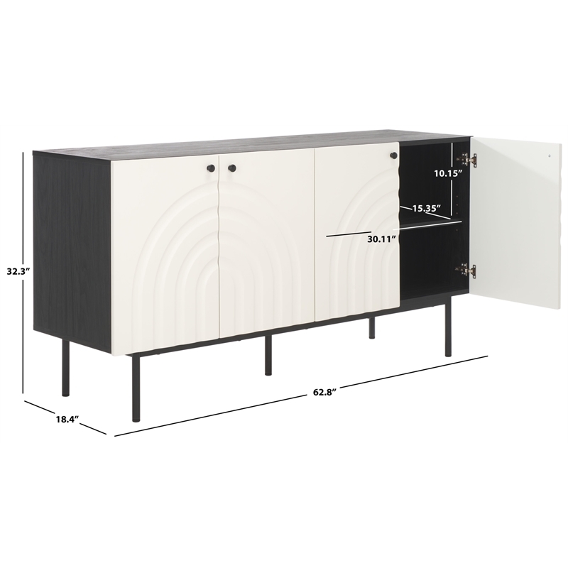 Safavieh Mayln 4 Door Wood and Steel Sideboard/Mediastand  in Black / White