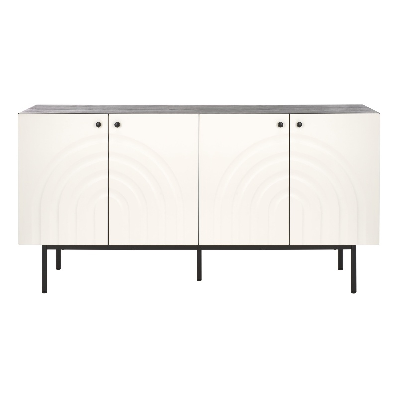 Safavieh Mayln 4 Door Wood and Steel Sideboard/Mediastand  in Black / White