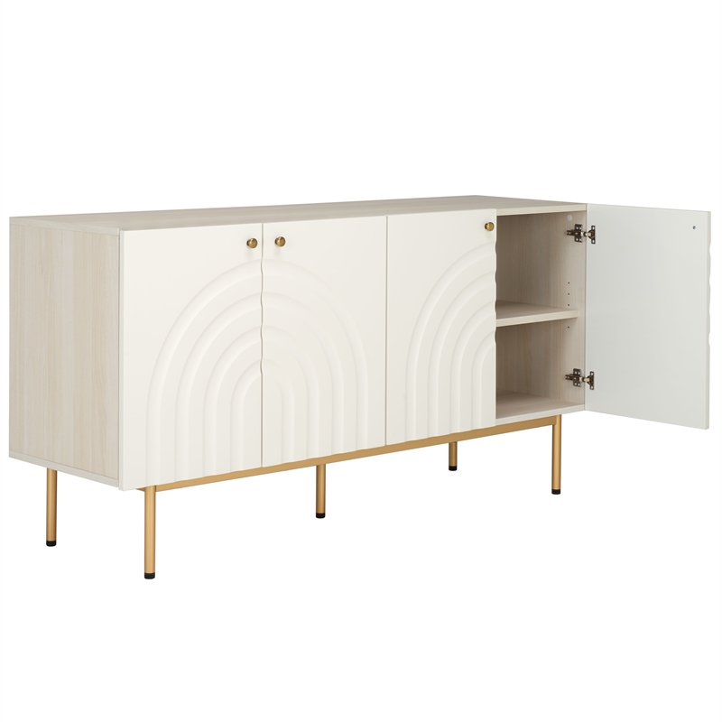 Safavieh Mayln 4 Door Wood and Steel Sideboard/Mediastand   in White / White