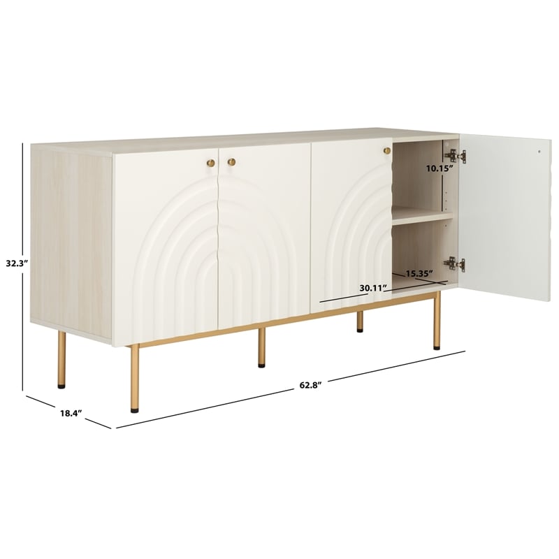 Safavieh Mayln 4 Door Wood and Steel Sideboard/Mediastand   in White / White