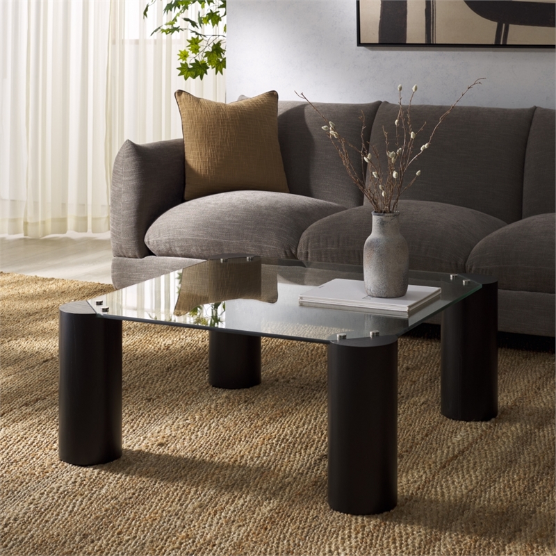 Safavieh Robbie Square Glass Coffee Table in Black