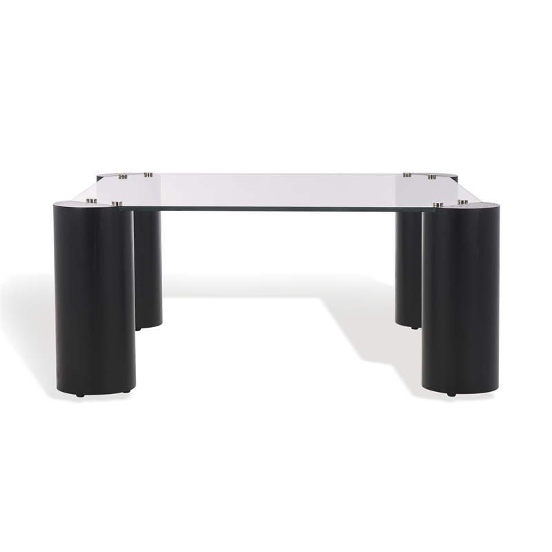 Safavieh Robbie Square Glass Coffee Table in Black