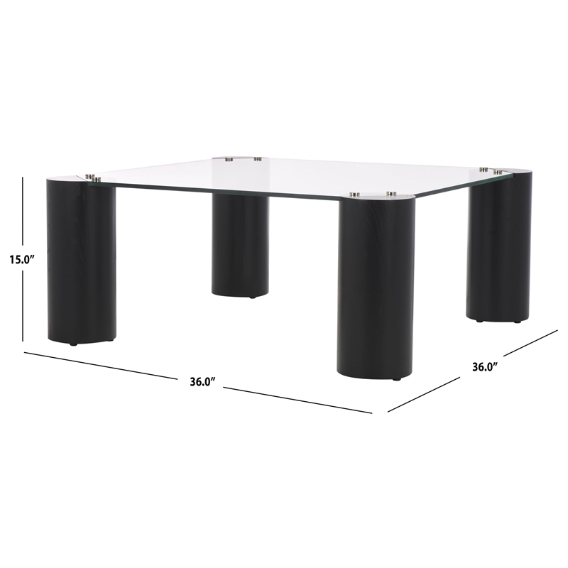 Safavieh Robbie Square Glass Coffee Table in Black