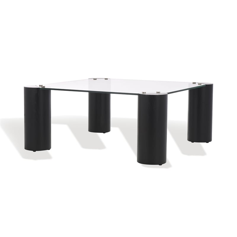 Safavieh Robbie Square Glass Coffee Table in Black