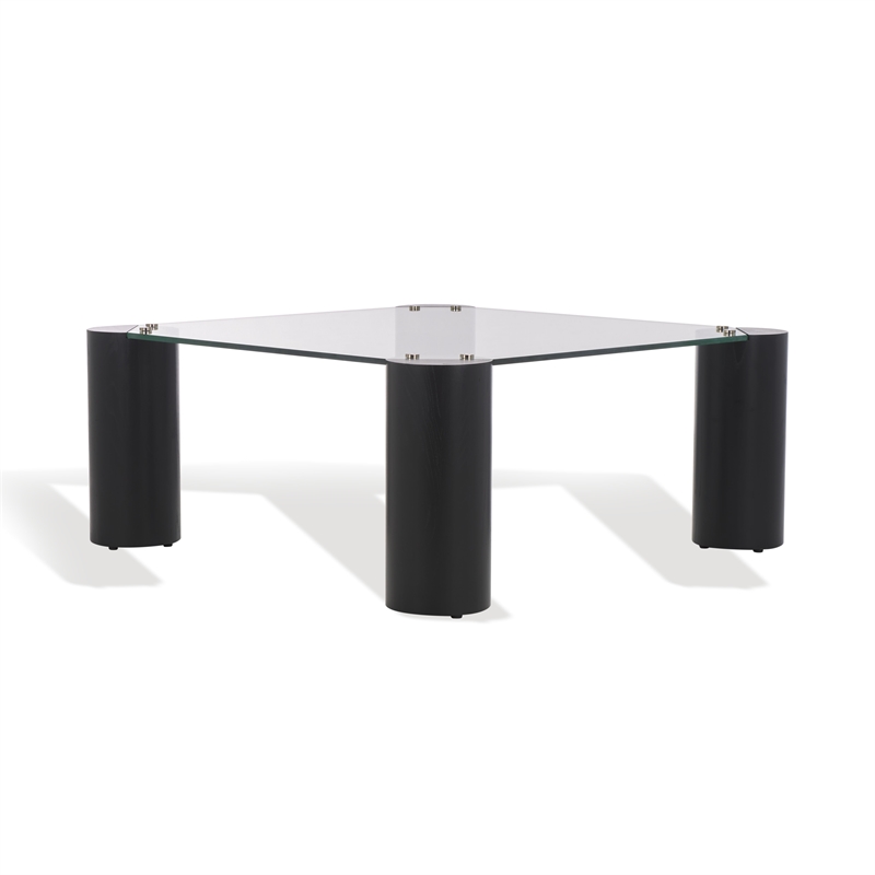 Safavieh Robbie Square Glass Coffee Table in Black