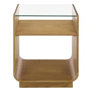 Safavieh Acres Wood Accent Table in Natural / Glass