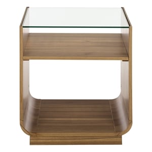 Safavieh Acres Wood Accent Table in Dark Oak / Glass