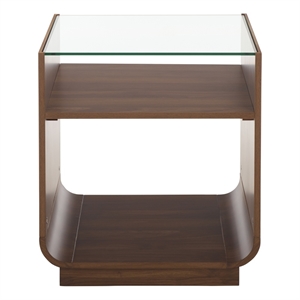 Safavieh Acres Wood Accent Table in Walnut / Glass