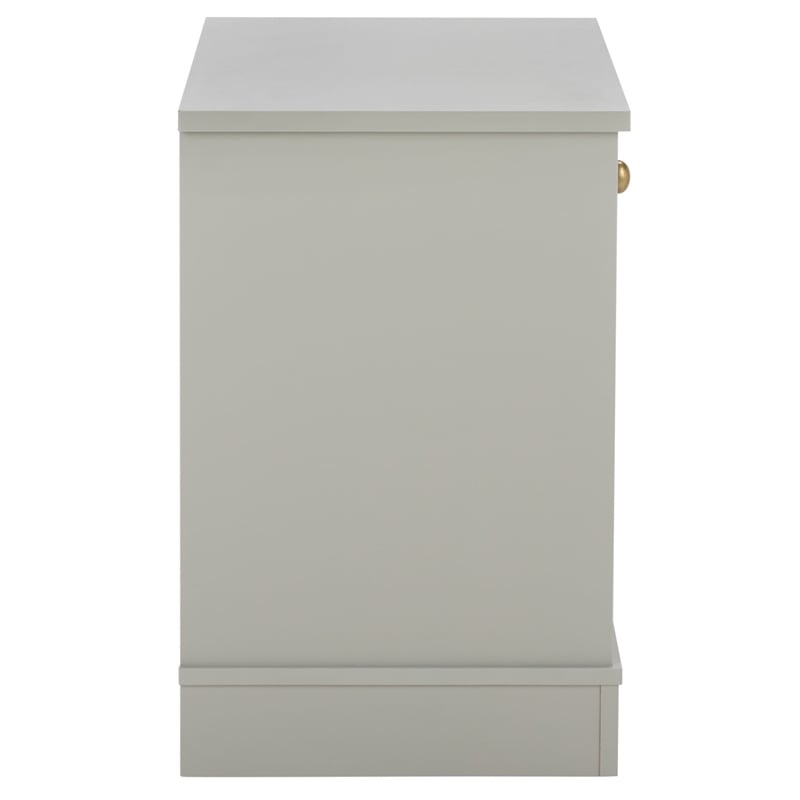 Safavieh Shafa Wood Side Table in Light Gray / Brass