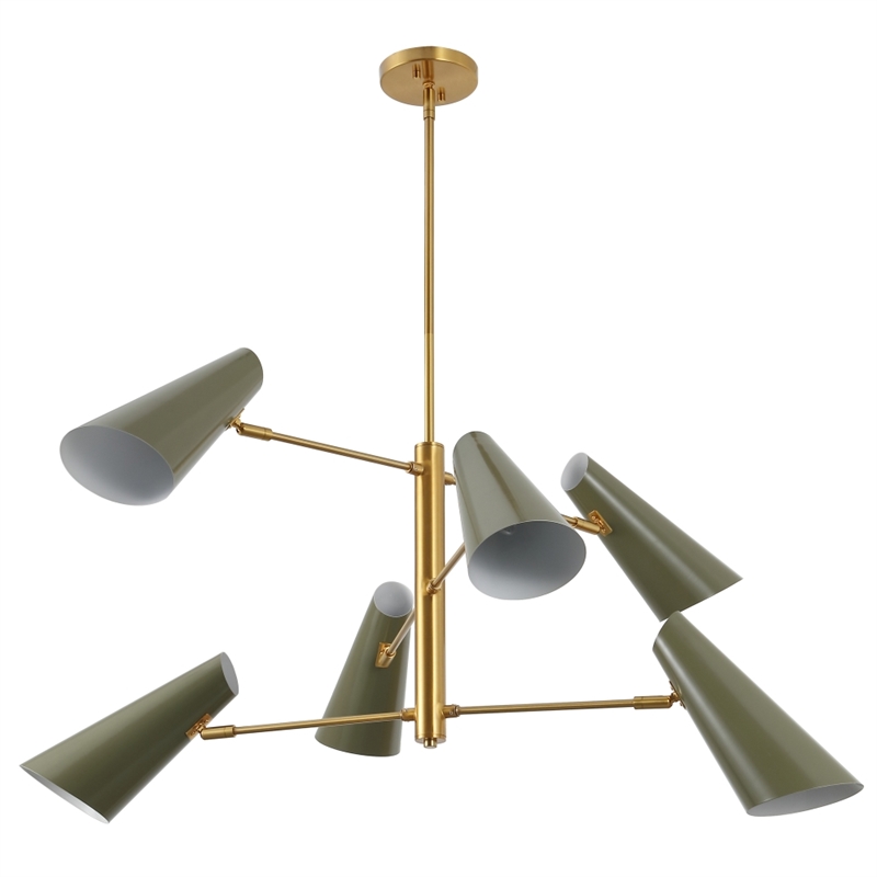 Safavieh Atena  Iron Chandelier in Brass / Green