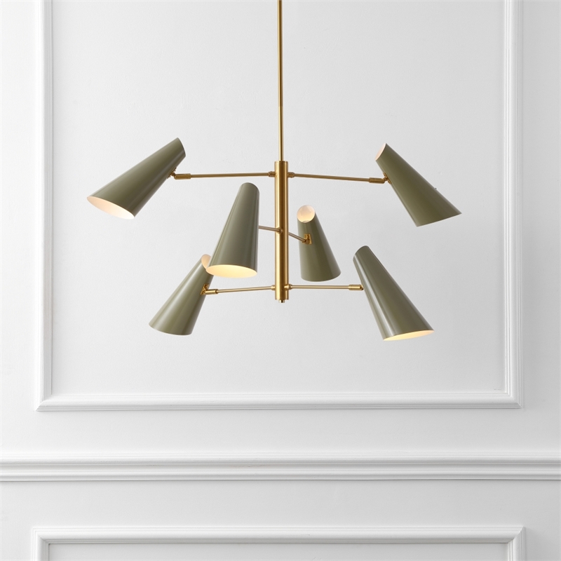 Safavieh Atena  Iron Chandelier in Brass / Green