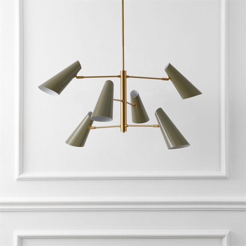 Safavieh Atena  Iron Chandelier in Brass / Green